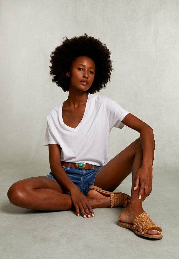 River Woods Witte Basic V-hals T-shirt