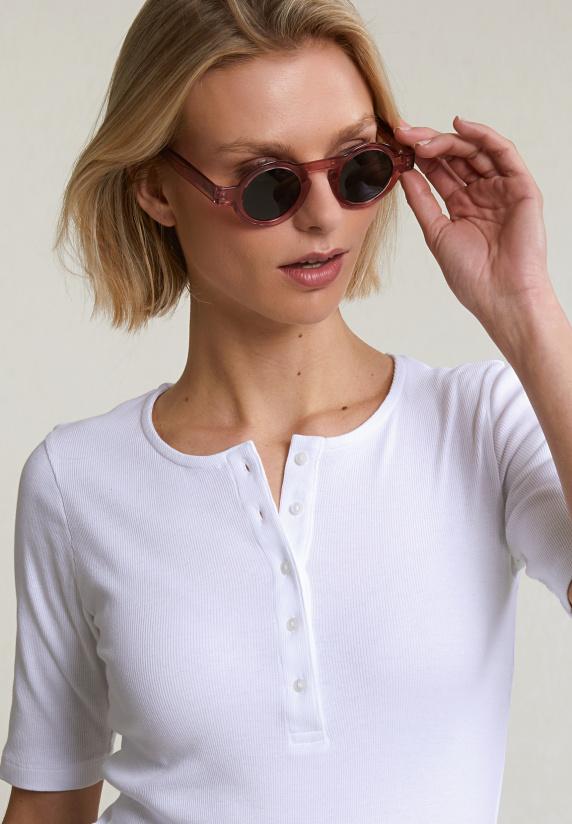 River Woods Witte Geribde T-shirt Korte Mouwen