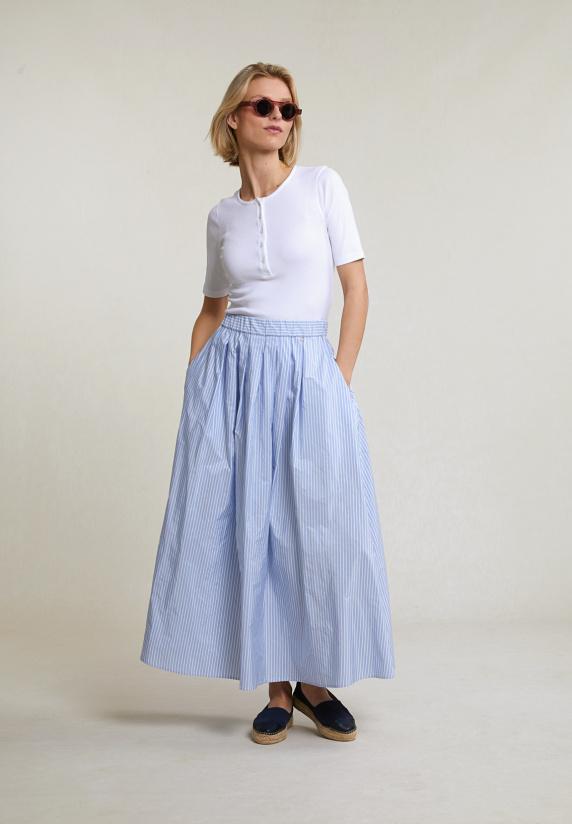 River Woods Witte Geribde T-shirt Korte Mouwen