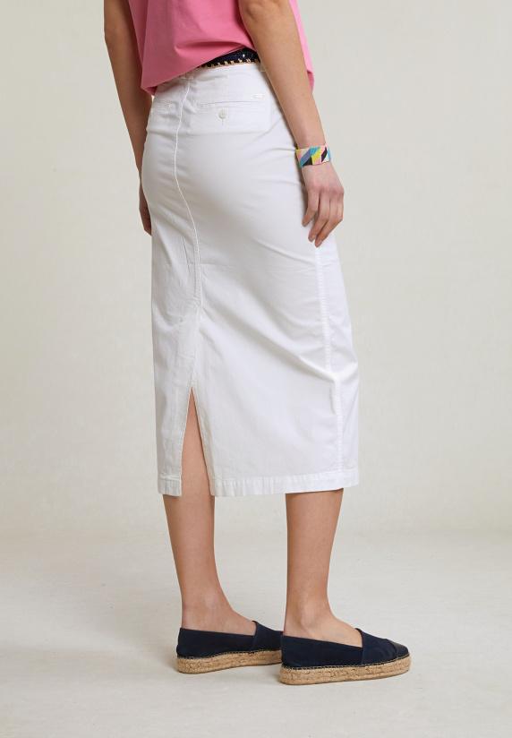 River Woods Witte Stretch Midirok Met Split