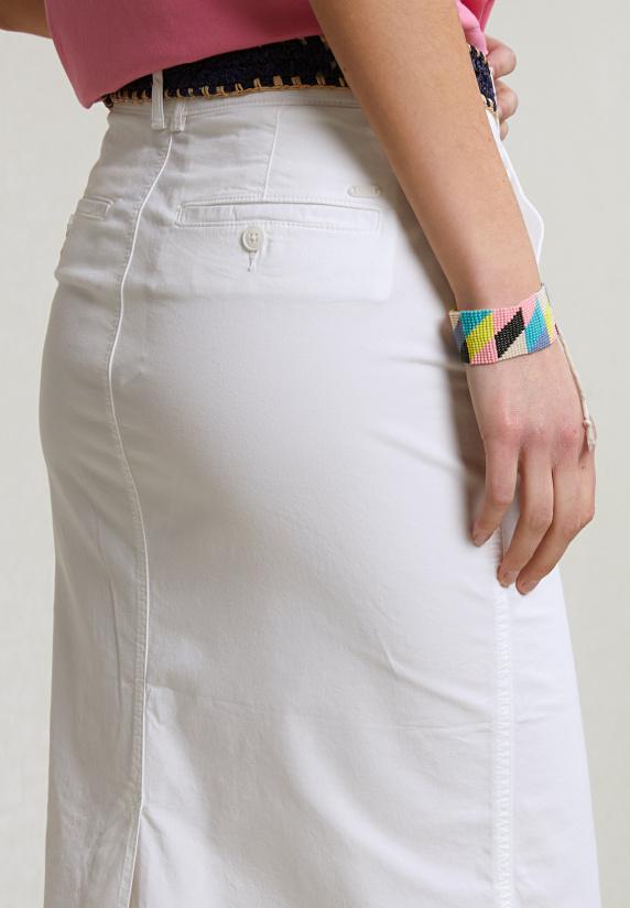 River Woods Witte Stretch Midirok Met Split