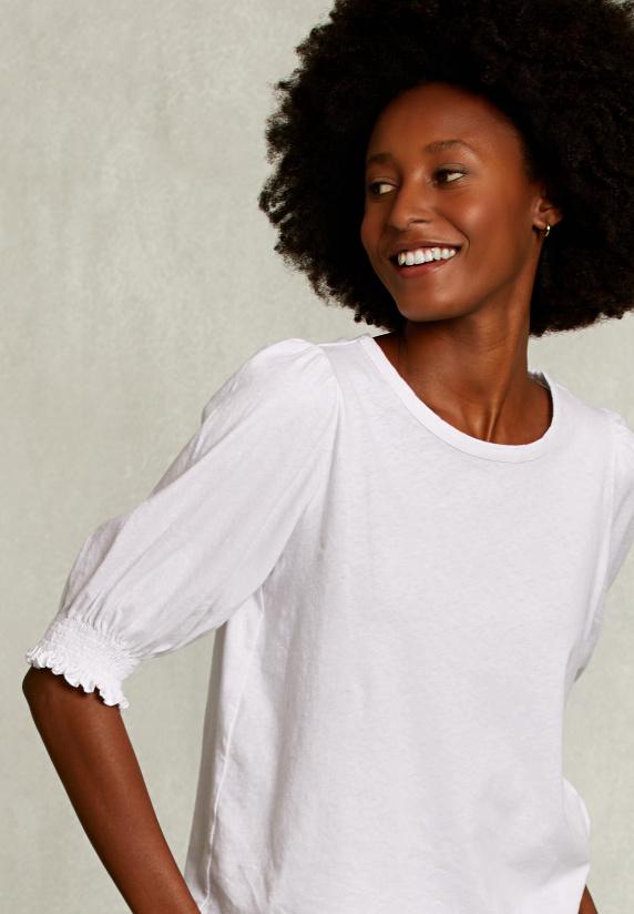 River Woods Witte T-shirt 3/4 Mouwen Met Smock