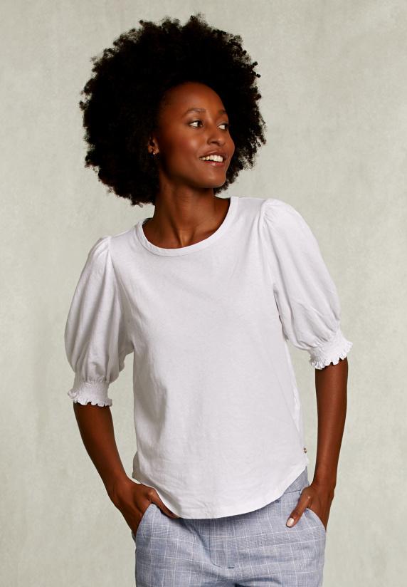 river woods Witte T-shirt 3/4 mouwen met smock