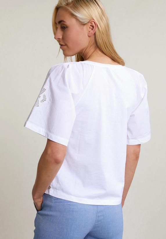 River Woods Witte T-shirt Geborduurde Korte Mouwen