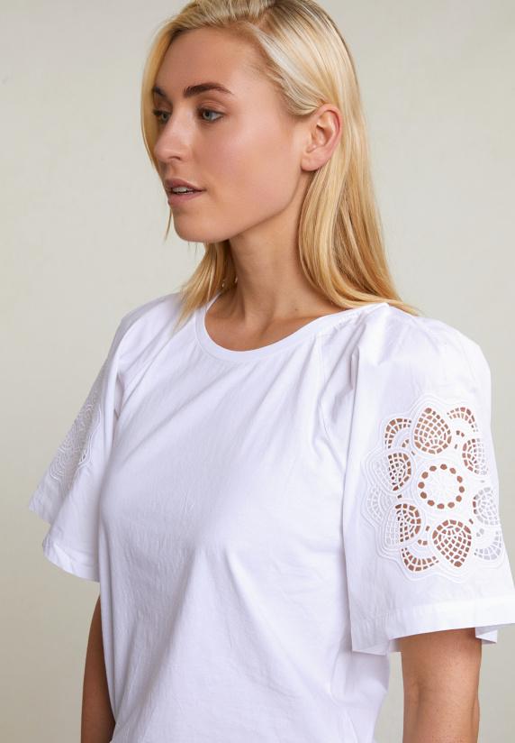 River Woods Witte T-shirt Geborduurde Korte Mouwen