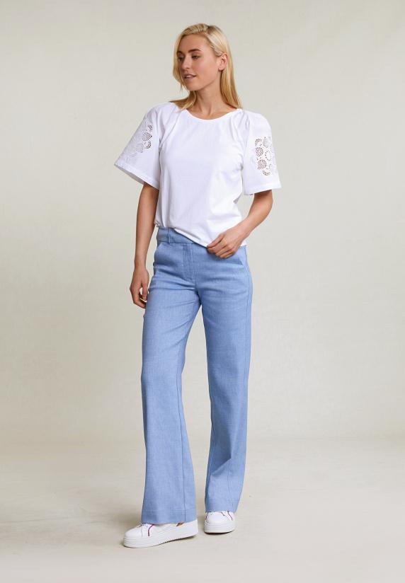 River Woods Witte T-shirt Geborduurde Korte Mouwen