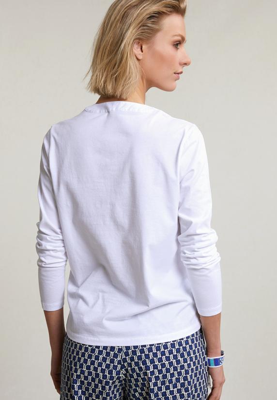 River Woods Witte V-hals T-shirt Lange Mouwen