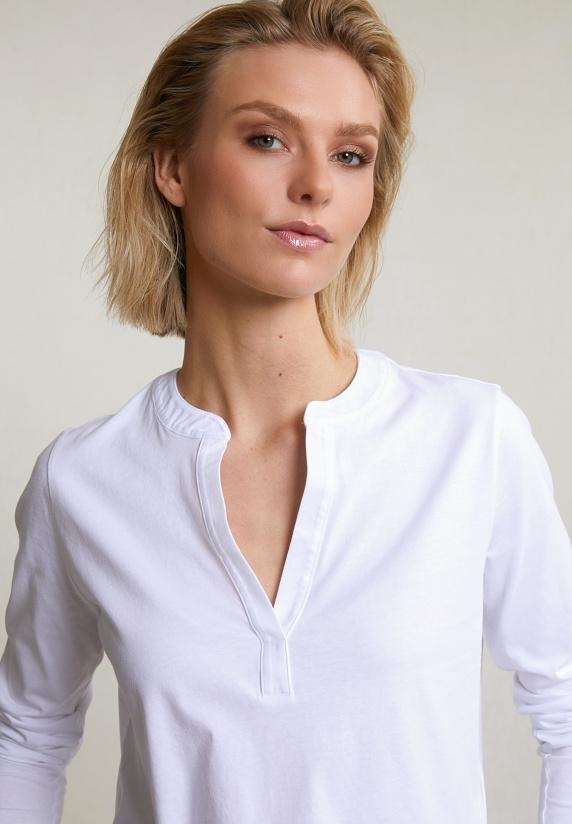 River Woods Witte V-hals T-shirt Lange Mouwen