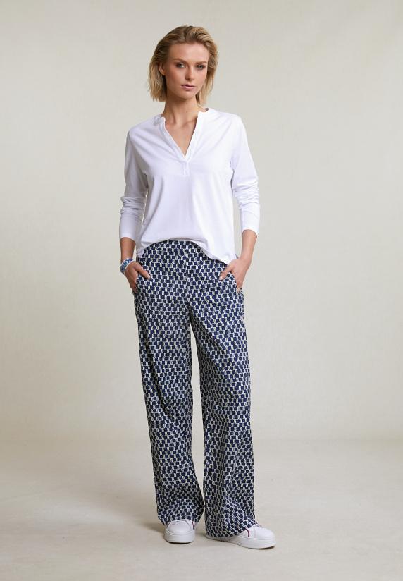 River Woods Witte V-hals T-shirt Lange Mouwen