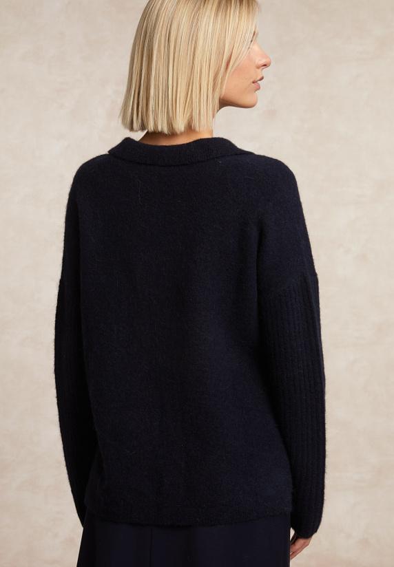 River Woods Wol-alpaca Cardigan Borstzak Navy