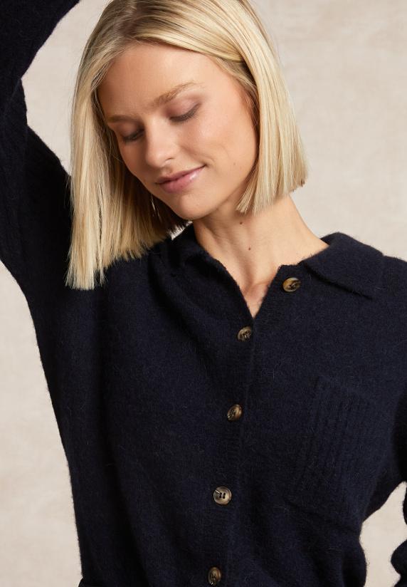 River Woods Wol-alpaca Cardigan Borstzak Navy