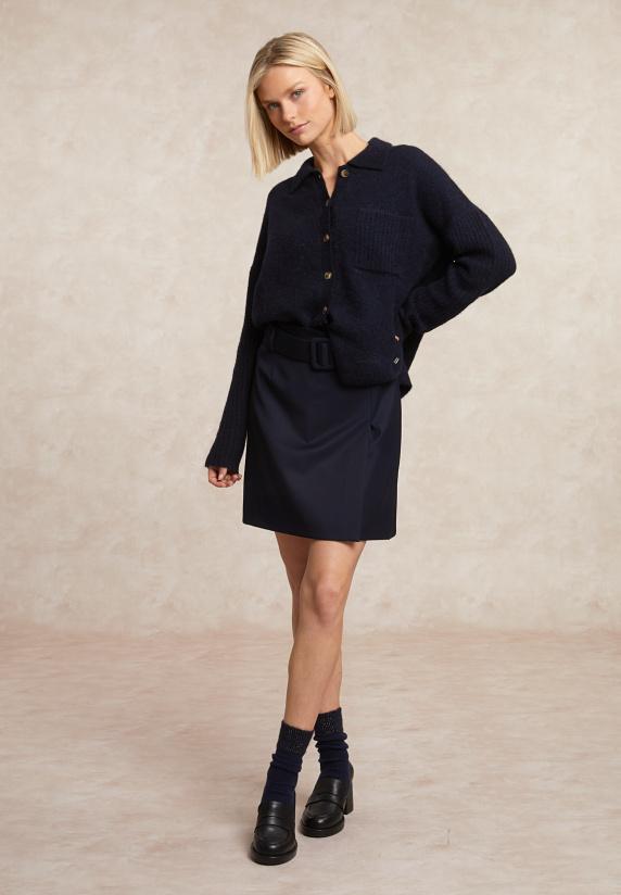 River Woods Wol-alpaca Cardigan Borstzak Navy