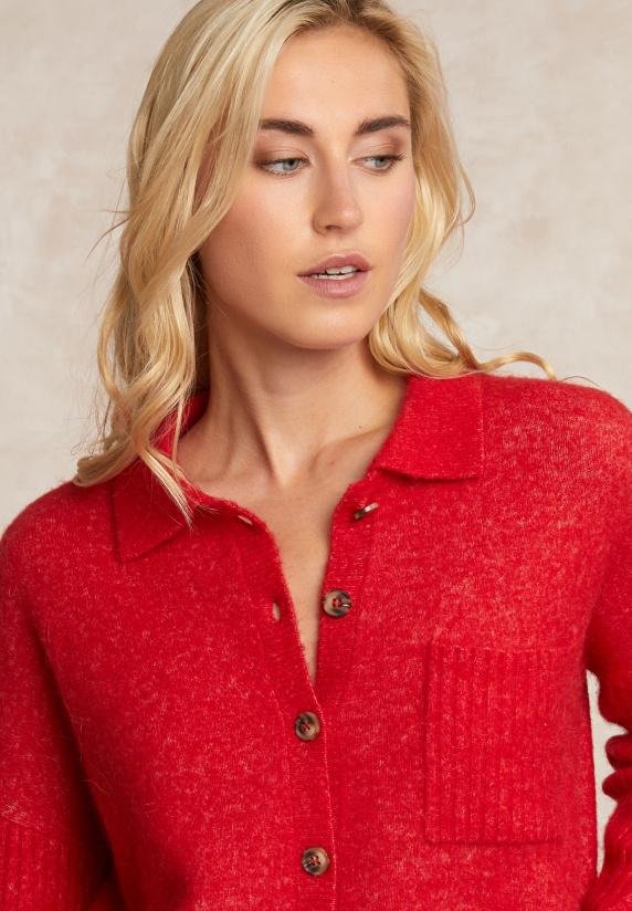 River Woods Wol-alpaca Cardigan Borstzak Rood