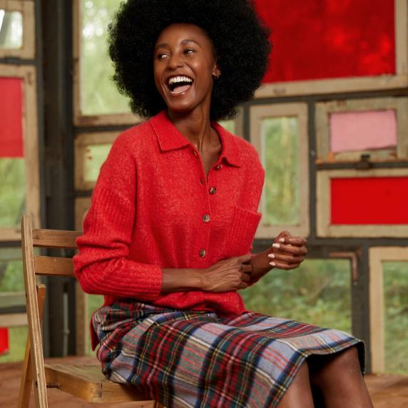 River Woods Wol-alpaca Cardigan Borstzak Rood