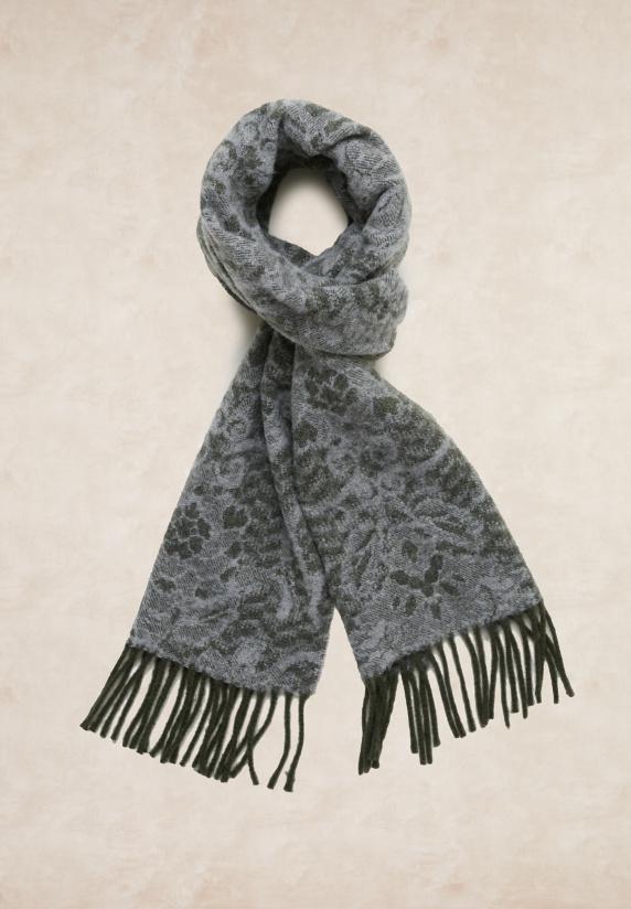 river woods Wollen gebloemde jacquard sjaal kaki