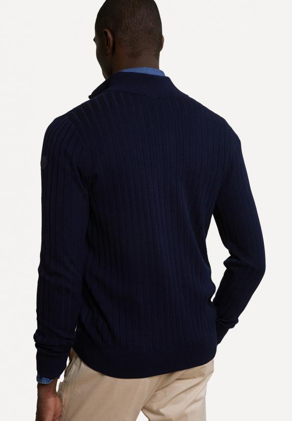 River Woods Wollen Trui Opstaande Kraag Navy