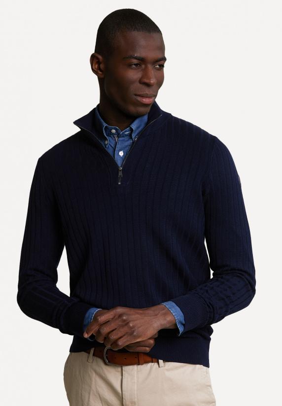 river woods Wollen trui opstaande kraag navy