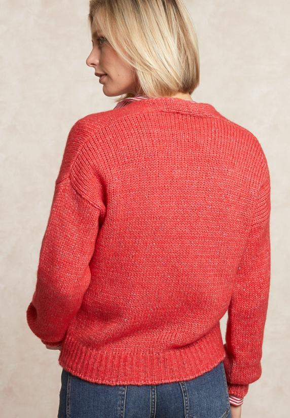 River Woods Wollen V-hals Trui Rood