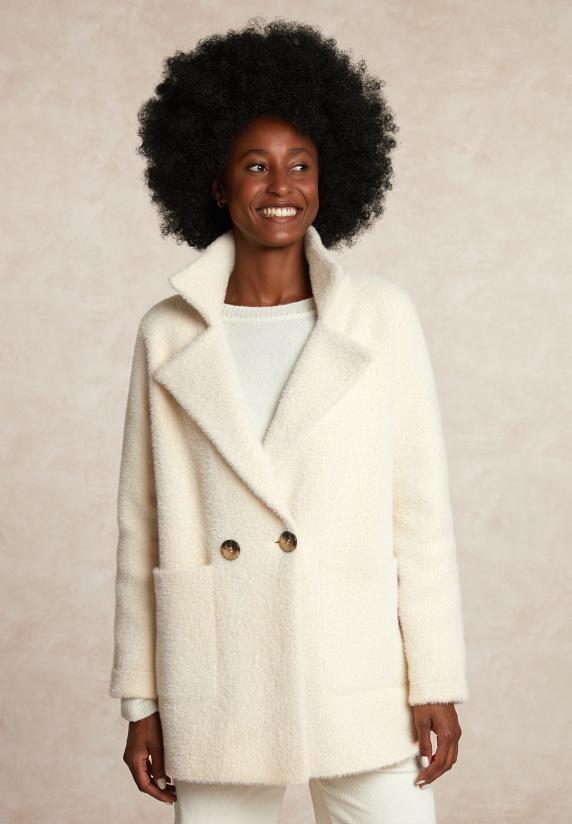 River Woods Zachte Klassieke Mantel 2 Knopen écru