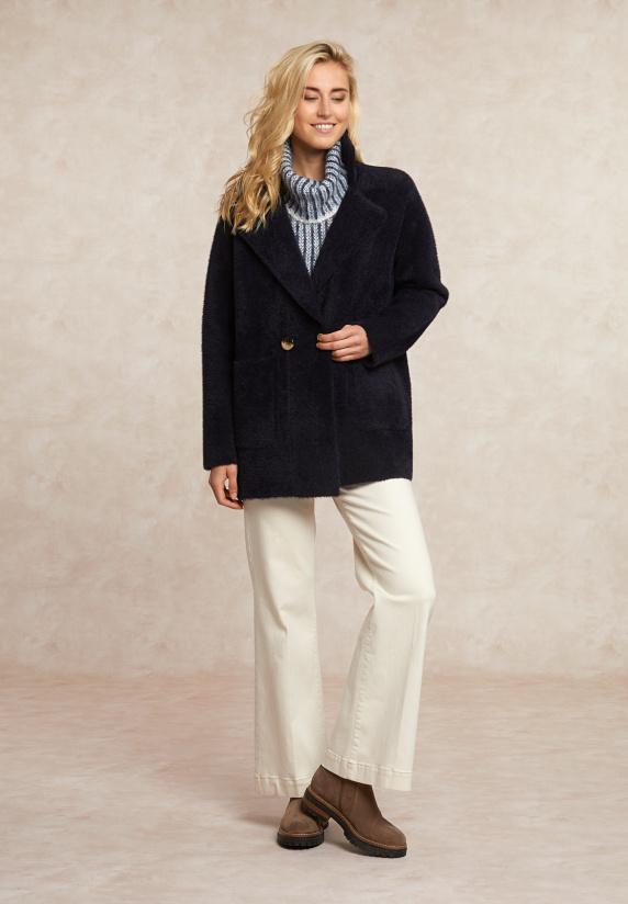 River Woods Zachte Klassieke Mantel 2 Knopen Navy