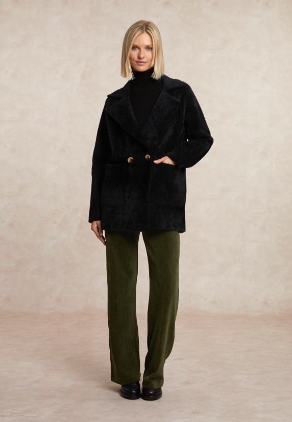 River Woods Zachte Klassieke Mantel 2 Knopen Zwart