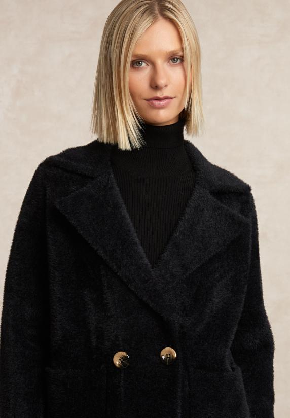 River Woods Zachte Klassieke Mantel 2 Knopen Zwart