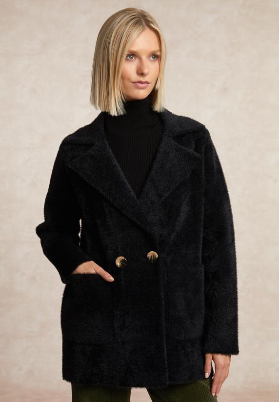 river woods Zachte klassieke mantel 2 knopen zwart