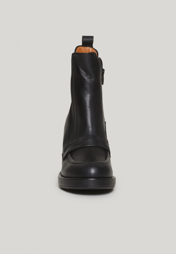 River Woods Zwarte Lederen Enkellaarzen Hoge Hak