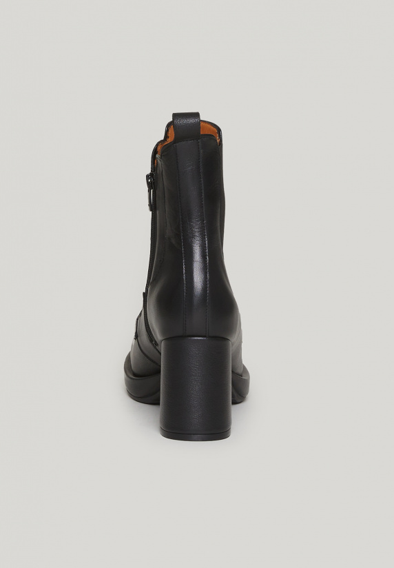 River Woods Zwarte Lederen Enkellaarzen Hoge Hak