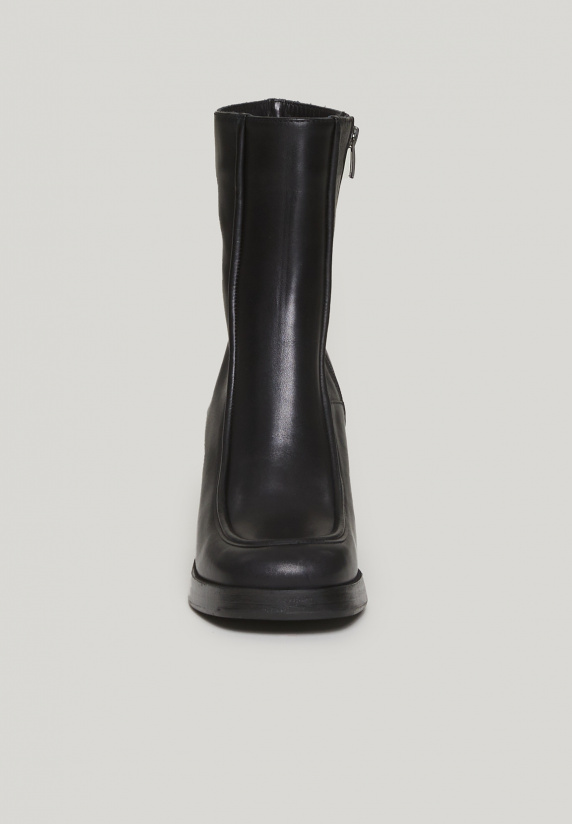 River Woods Zwarte Lederen Enkellaarzen Hoge Hak