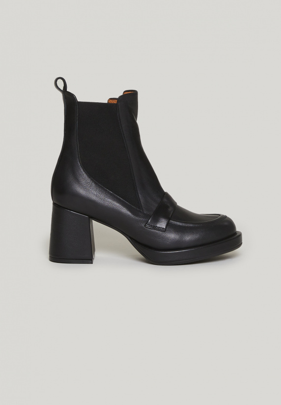 river woods Zwarte lederen enkellaarzen hoge hak