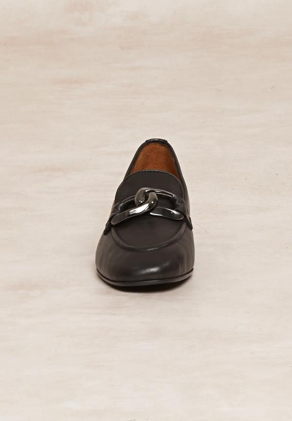 River Woods Zwarte Lederen Loafers Met Hak