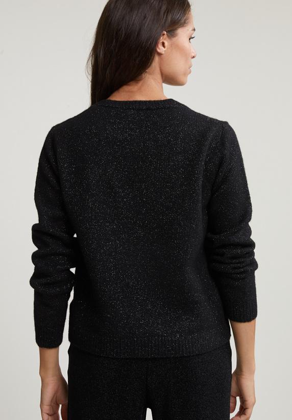 River Woods Zwarte V-hals Glittertrui Lange Mouwen