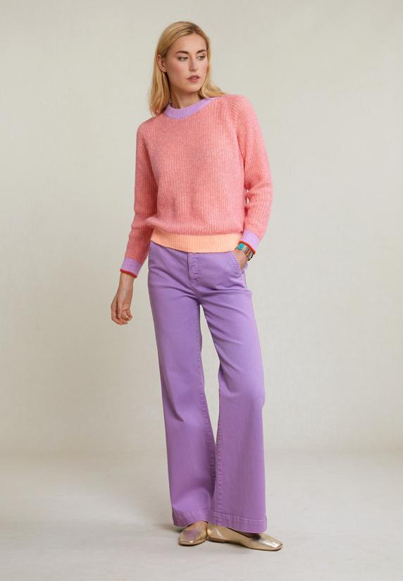 River Woods Roze/paarse Trui Ronde Hals Lange Mouwen