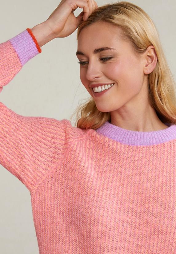 River Woods Roze/paarse Trui Ronde Hals Lange Mouwen