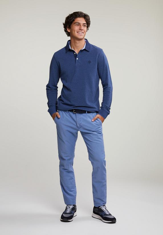 River Woods Slim Fit Basic Chinobroek Colorado Blue