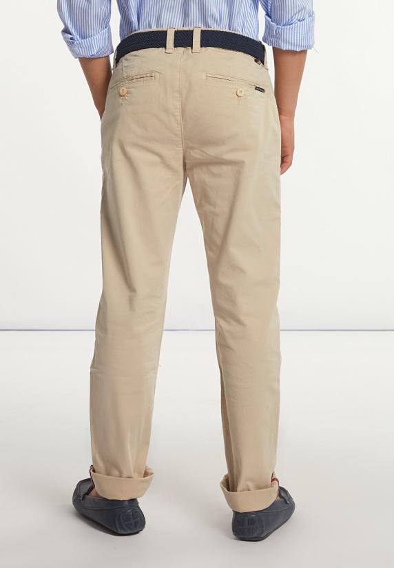 River Woods Slim Fit Basic Chinobroek Stretch Beige