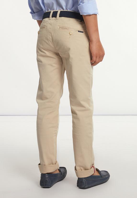 River Woods Slim Fit Basic Chinobroek Stretch Beige