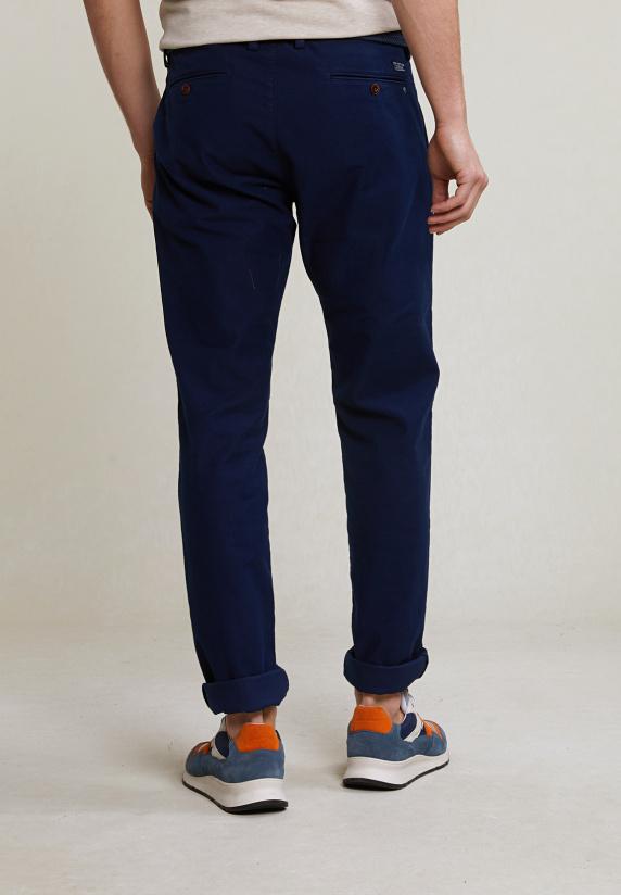River Woods Slim Fit Basic Chinobroek Stretch Presidential Blue
