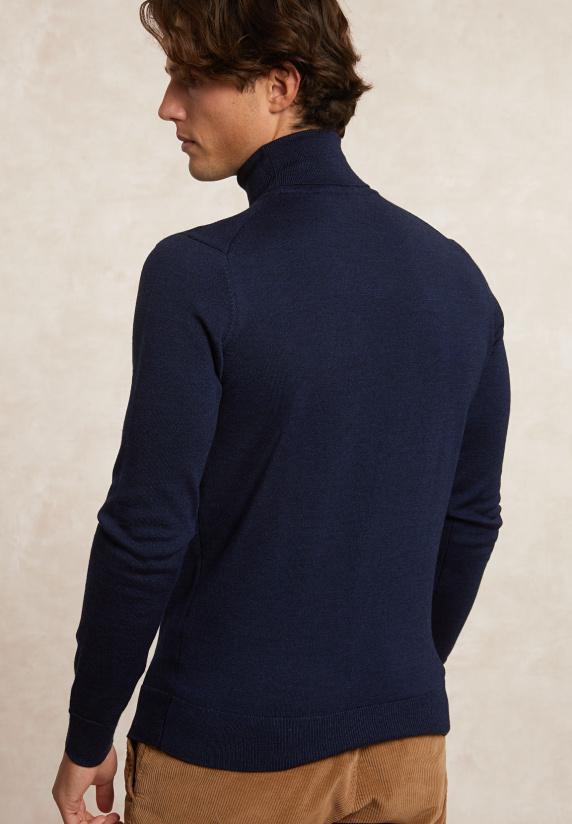 River Woods Slim Fit Basic Merino Rolkraagtrui Moonlight Mix