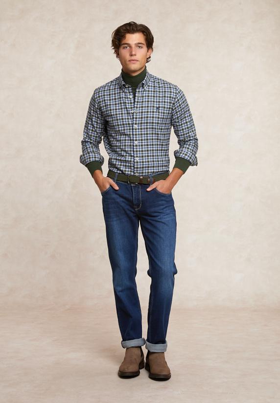 River Woods Slim Fit Basic Merino Rolkraagtrui Olijfgroen