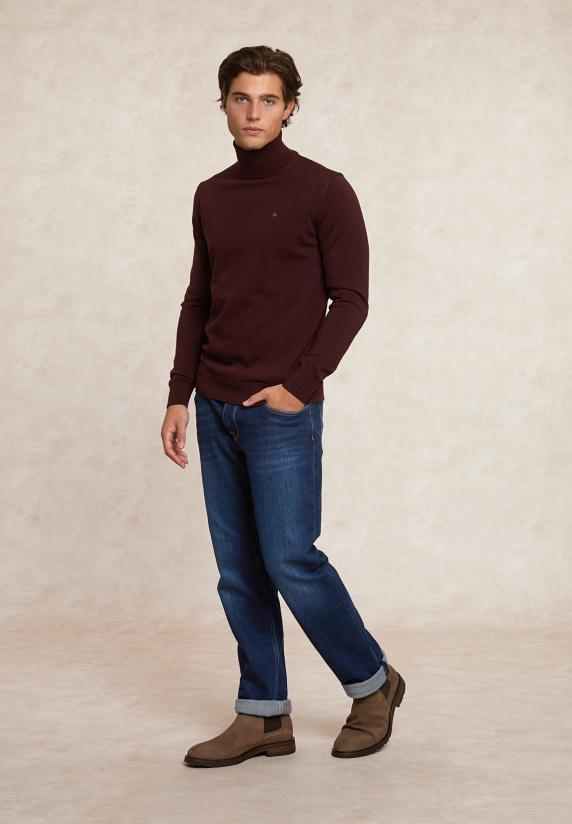 River Woods Slim Fit Basic Merino Rolkraagtrui Porto Mix