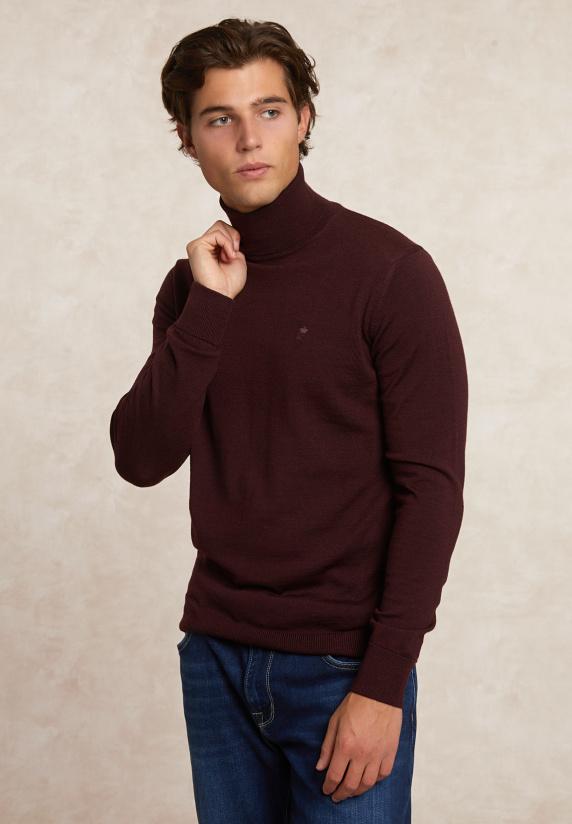 river woods Slim fit basic merino rolkraagtrui porto mix