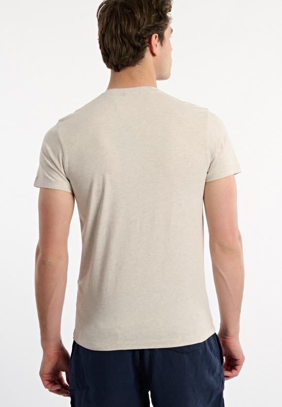 River Woods Slim Fit Basic Pima Katoen V-hals T-shirt Linen Mix