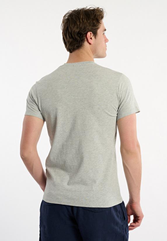 River Woods Slim Fit Basic Pima Katoen V-hals T-shirt Lt Grey Mix