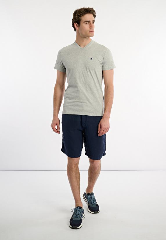 River Woods Slim Fit Basic Pima Katoen V-hals T-shirt Lt Grey Mix