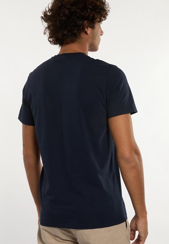 River Woods Slim Fit Basic Pima Katoen V-hals T-shirt Navy
