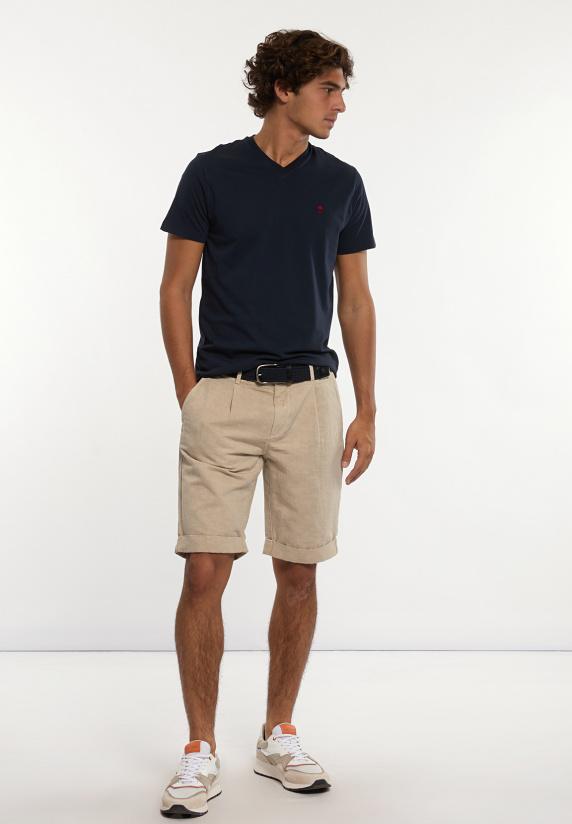 River Woods Slim Fit Basic Pima Katoen V-hals T-shirt Navy