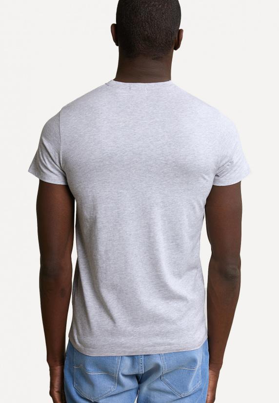 River Woods Slim Fit Basic Pima Katoen V-hals T-shirt Oyster Mix