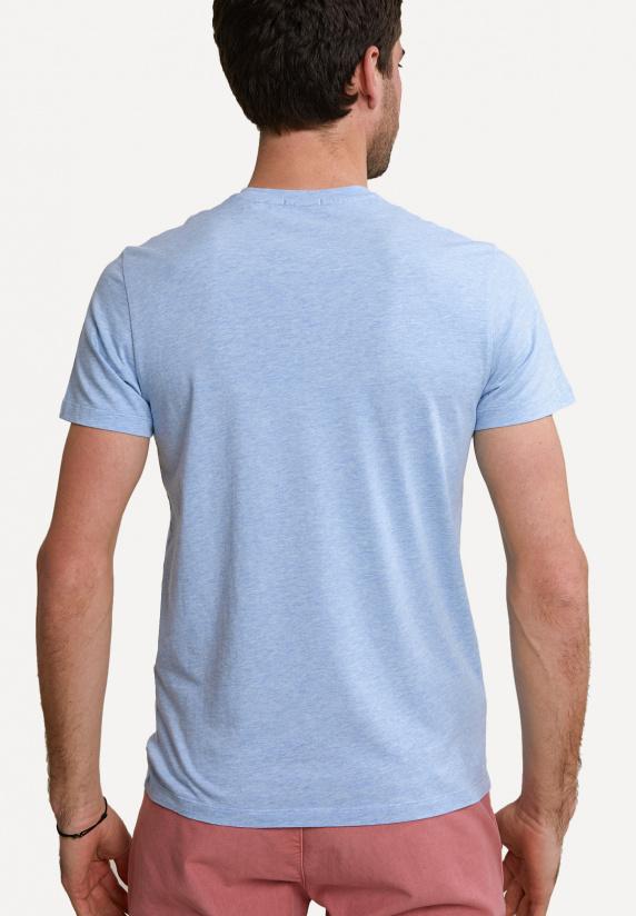 River Woods Slim Fit Basic Pima Katoen V-hals T-shirt Sky Mix